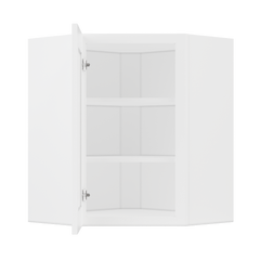 Frosted Glass Diagonal Corner Wall Kitchen Cabinet DCMD2430 Alpina White LessCare 24 in. width 30 in. height 12 in.