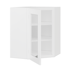 Frosted Glass Diagonal Corner Wall Kitchen Cabinet DCMD2430 Alpina White LessCare 24 in. width 30 in. height 12 in.