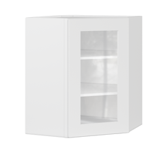 Frosted Glass Diagonal Corner Wall Kitchen Cabinet DCMD2430 Alpina White LessCare 24 in. width 30 in. height 12 in.