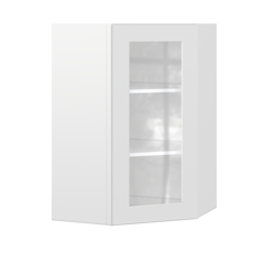 Frosted Glass Diagonal Corner Wall Kitchen Cabinet DCMD2436 Alpina White LessCare 24 in. width 36 in. height 12 in.