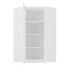 Frosted Glass Diagonal Corner Wall Kitchen Cabinet DCMD2442 Alpina White LessCare 24 in. width 42 in. height 12 in.
