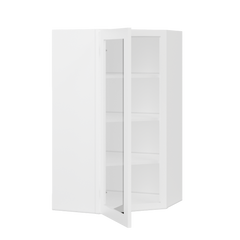 Frosted Glass Diagonal Corner Wall Kitchen Cabinet DCMD2442 Alpina White LessCare 24 in. width 42 in. height 12 in.