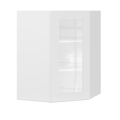 Frosted Glass Diagonal Corner Wall Kitchen Cabinet DCMD2736 Alpina White LessCare 27 in. width 36 in. height 15 in.