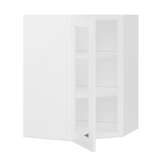 Frosted Glass Diagonal Corner Wall Kitchen Cabinet DCMD2736 Alpina White LessCare 27 in. width 36 in. height 15 in.