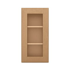 Frosted Glass Door Wall Kitchen Cabinet WMD1530 Shaker Toffee 15 in. width 30 in. height 12 in. depth - Kitchen Cabinets