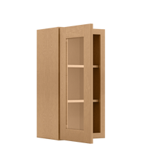 Frosted Glass Door Wall Kitchen Cabinet WMD1530 Shaker Toffee 15 in. width 30 in. height 12 in. depth - Kitchen Cabinets