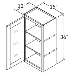 Frosted Glass Door Wall Kitchen Cabinet WMD1536 Shaker Toffee 15 in. width 36 in. height 12 in. depth - Kitchen Cabinets