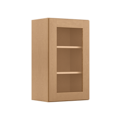 Frosted Glass Door Wall Kitchen Cabinet WMD1830 Shaker Toffee 18 in. width 30 in. height 12 in. depth - Kitchen Cabinets