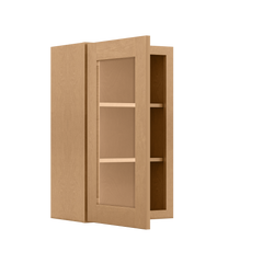 Frosted Glass Door Wall Kitchen Cabinet WMD1830 Shaker Toffee 18 in. width 30 in. height 12 in. depth - Kitchen Cabinets