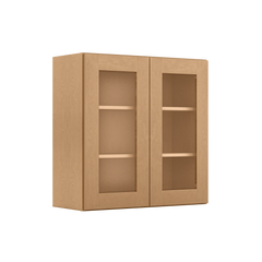 Frosted Glass Door Wall Kitchen Cabinet WMD3030 Shaker Toffee 30 in. width 30 in. height 12 in. depth - Kitchen Cabinets