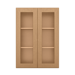 Frosted Glass Door Wall Kitchen Cabinet WMD3042 Shaker Toffee 30 in. width 42 in. height 12 in. depth - Kitchen Cabinets