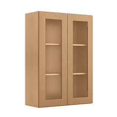 Frosted Glass Door Wall Kitchen Cabinet WMD3042 Shaker Toffee 30 in. width 42 in. height 12 in. depth - Kitchen Cabinets