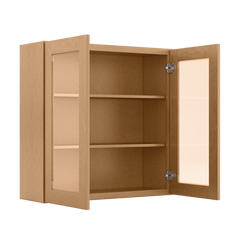 Frosted Glass Door Wall Kitchen Cabinet WMD3636 Shaker Toffee 36 in. width 36 in. height 12 in. depth - Kitchen Cabinets