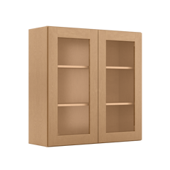 Frosted Glass Door Wall Kitchen Cabinet WMD3636 Shaker Toffee 36 in. width 36 in. height 12 in. depth - Kitchen Cabinets