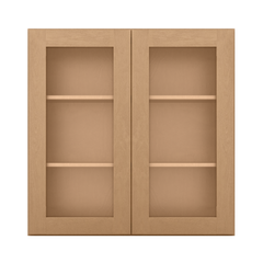 Frosted Glass Door Wall Kitchen Cabinet WMD3636 Shaker Toffee 36 in. width 36 in. height 12 in. depth - Kitchen Cabinets