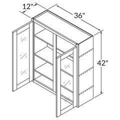 Frosted Glass Door Wall Kitchen Cabinet WMD3642 Shaker Toffee 36 in. width 42 in. height 12 in. depth - Kitchen Cabinets