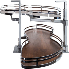 21" Polished Chrome and Walnut Blind Corner Swingout for Openings on the Right of the Blind