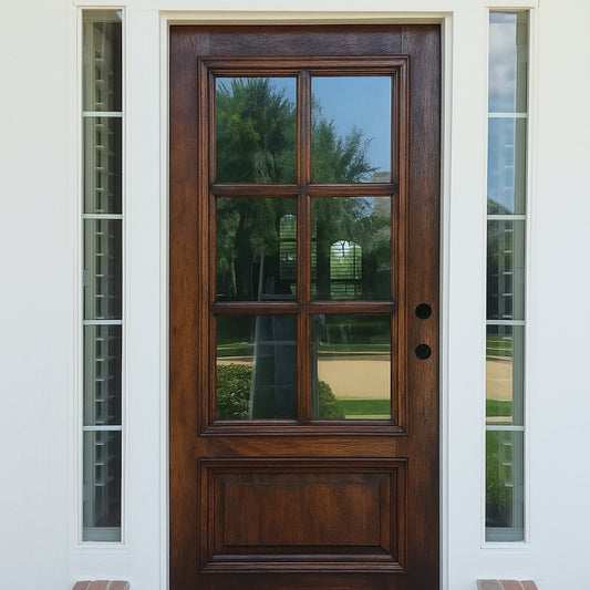 3/0x6/8 Mahogany Prehung Front Door With 6 Lites