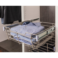 Dark Bronze Closet Pullout Basket with Slides 14"D x 23"W x 6"H