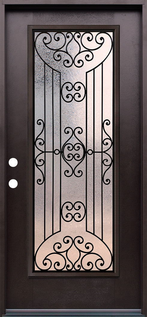  Jupiter 3/0x6/8 Prehung Prefinished Fiberglass Door in Dark Walnut