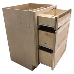 Kitchen Drawer Base Cabinet or Unfinished Poplar or Shaker Style or 24 in or 3 Drawer