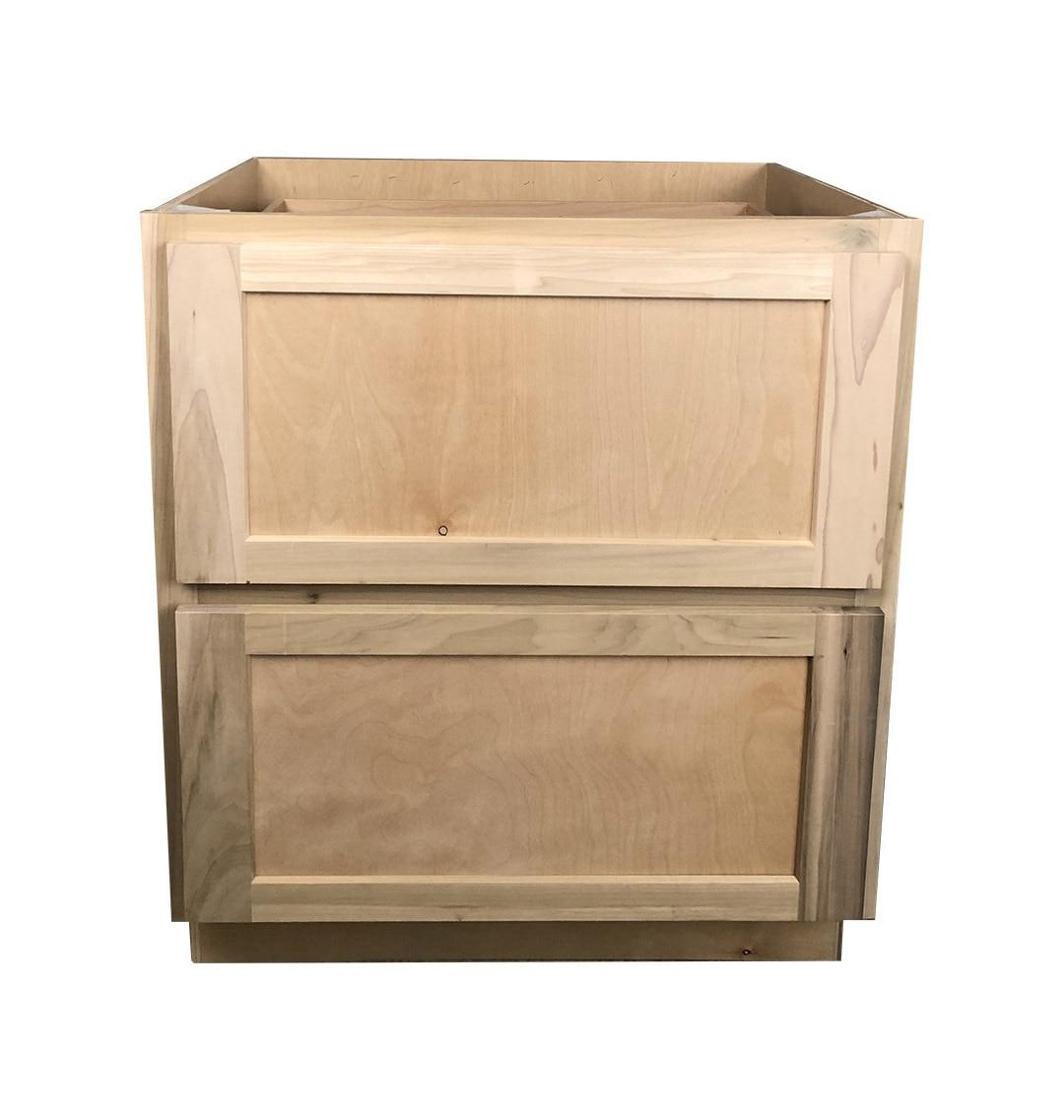 Kitchen Drawer Base Cabinet or Unfinished Poplar or Shaker Style or 30 in or 2 Drawer