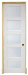 24 in x 80 in Shaker 5 Lite Frosted Glass Primed MDF Prehung Interior Door
