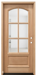 3/0x6/8 Arched Mahogany Prehung Front Door With 6 Lites
