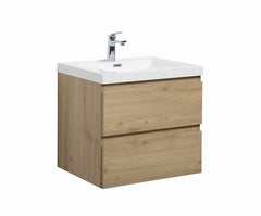 LessCare Angela 24" W Wall-Mounted Vanity with Sink Top Oak Finish | LessCare