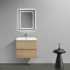 LessCare Angela 24" W Wall-Mounted Vanity with Sink Top Oak Finish | LessCare