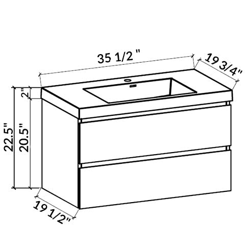 LessCare Angela 30" W Wall-Mounted Vanity with Sink Top Oak Finish | LessCare