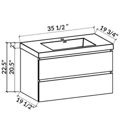 LessCare Angela 30" W Wall-Mounted Vanity with Sink Top Oak Finish | LessCare