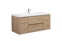 LessCare Angela 48" W Wall-Mounted Vanity with Sink Top Oak Finish | LessCare