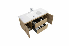 LessCare Angela 48" W Wall-Mounted Vanity with Sink Top Oak Finish | LessCare