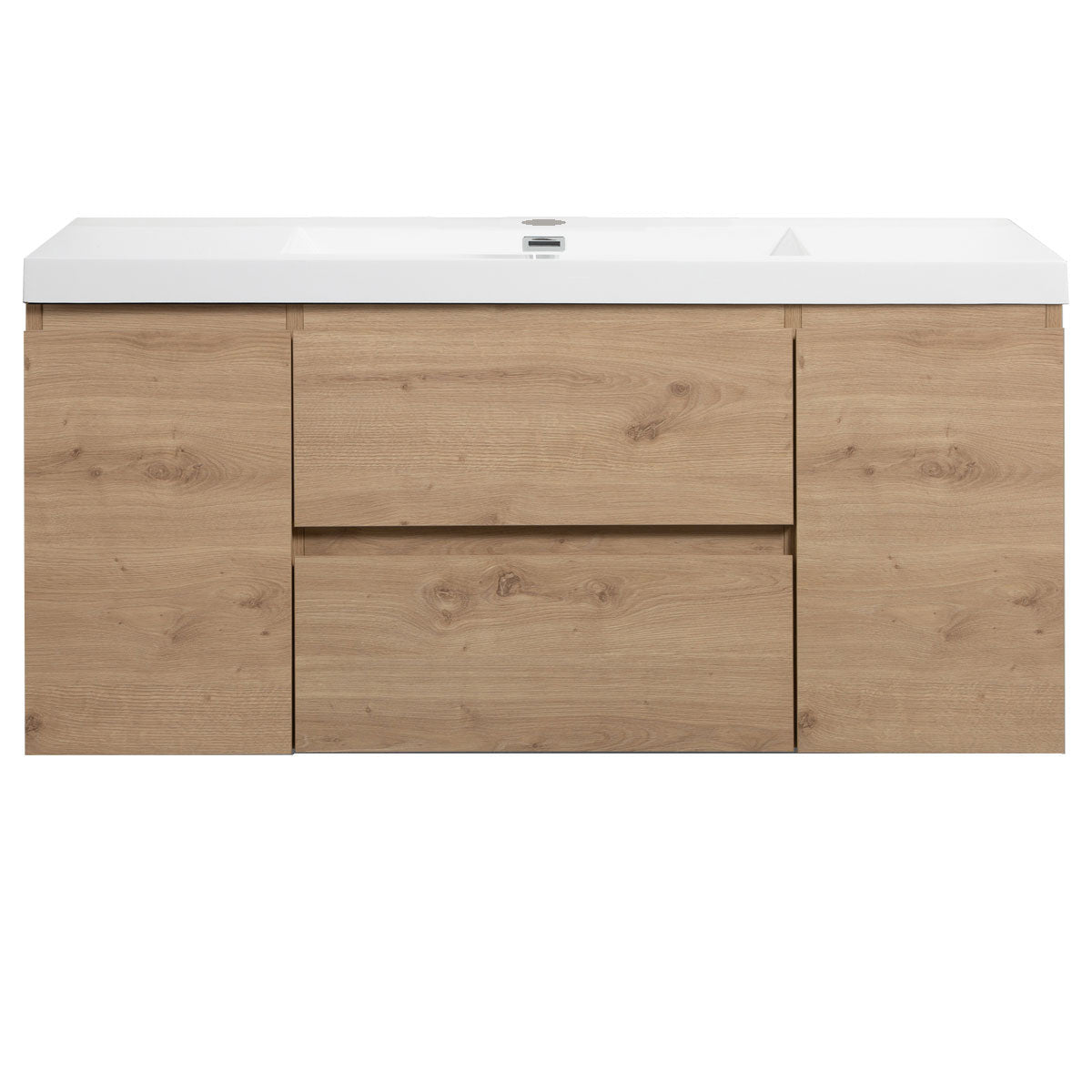 LessCare Angela 48" W Wall-Mounted Vanity with Sink Top Oak Finish | LessCare