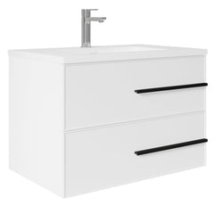 LessCare Bella 30" W Wall-Mounted White Vanity with Sink Top | LessCare