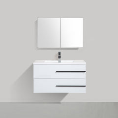 LessCare Bella 36" W Wall-Mounted White Vanity with Sink Top | LessCare