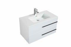 LessCare Bella 36" W Wall-Mounted White Vanity with Sink Top | LessCare