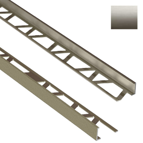 LessCare Brushed Nickel Edge Trim 3/8 in. by 8 ft. Aluminum L Angle Edging for Wall or Floor