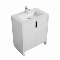 LessCare Evana 30" W Freestanding Vanity with Sink Top White | LessCare