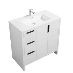 LessCare Evana 36" W Freestanding Vanity with Sink Top White | LessCare