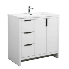 LessCare Evana 36" W Freestanding Vanity with Sink Top White | LessCare