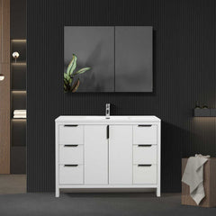 LessCare Evana 48" W Freestanding Vanity with Sink Top White | LessCare