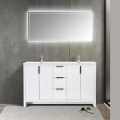 LessCare Evana 60" W Freestanding Double Vanity with Double Sink Top White | LessCare