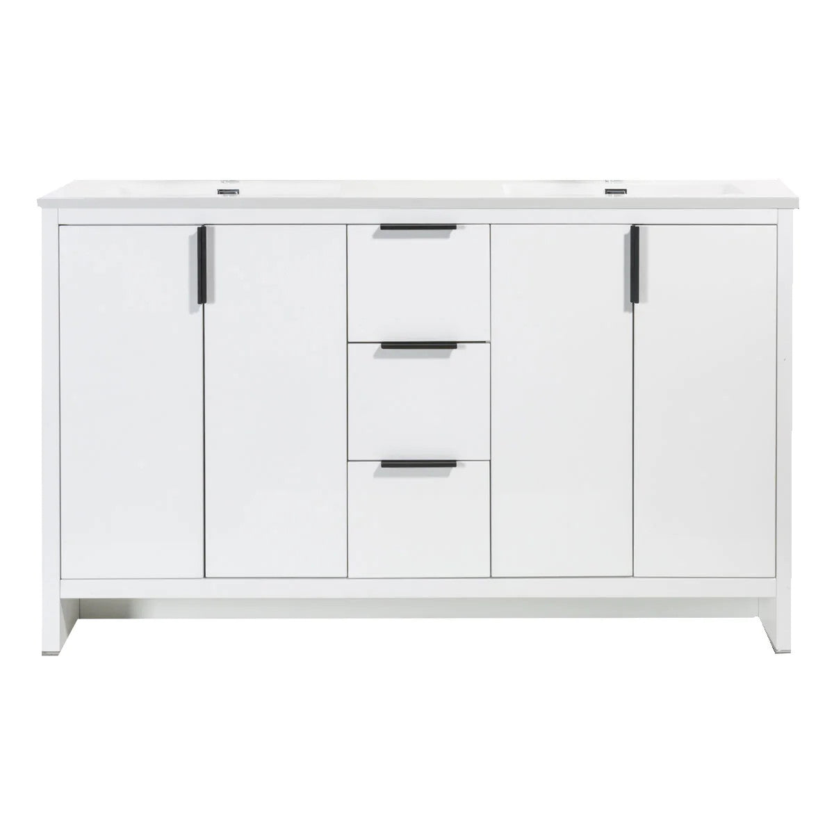 LessCare Evana 60" W Freestanding Double Vanity with Double Sink Top White | LessCare