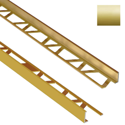 LessCare Gold Edge Trim 3/8 in. by 8 ft. Aluminum L Angle Edging for Wall or Floor