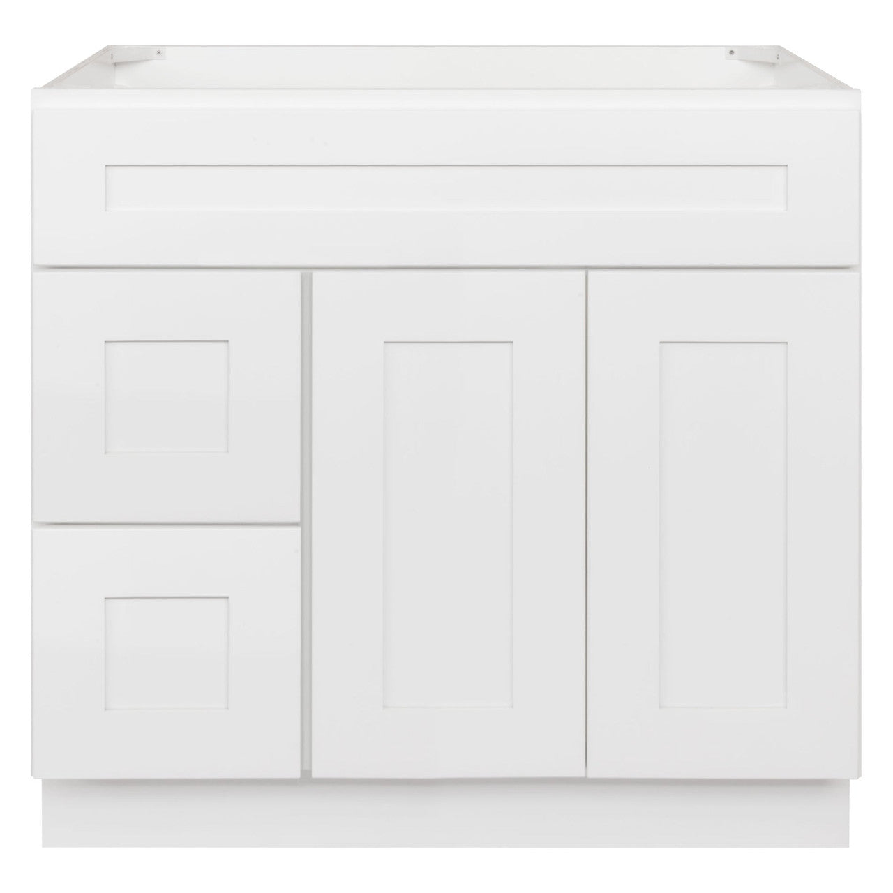 LessCare Vanity Sink Base Cabinet 36 x 21 x 34.5 Left | LessCare Alpina White