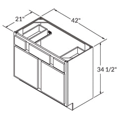 LessCare Vanity Sink Base Cabinet 42 x 21 x 34.5 | LessCare Alpina White