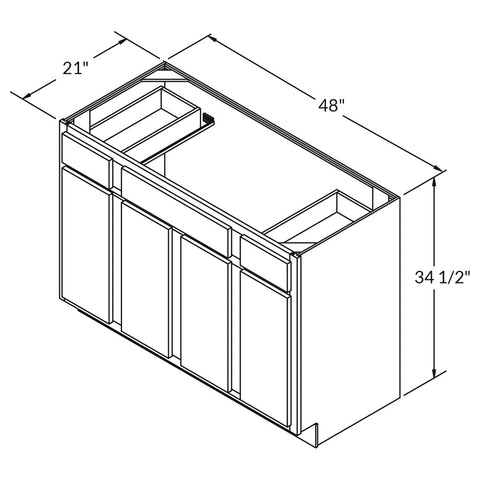 LessCare Vanity Sink Base Cabinet 48 x 21 x 34.5 | LessCare Alpina White