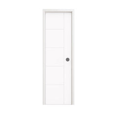 18 in. x 80 in. 1-Panel Shaker Solid Core Primed White MDF Prehung Interior Door with Black Hinges - Interior Doors